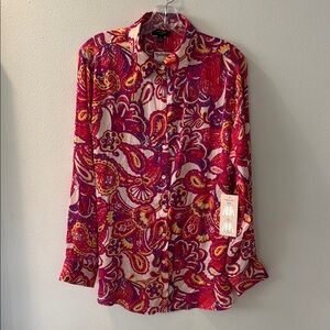 NWT Tropical-inspired silk blouse
